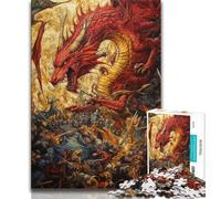 Fantasy Red Dragon Puzzles for Teenagers Teens 1000pc Puzzle,Decompressing Intellectual Educational Toy Secret Santa Gifts 50x75cm