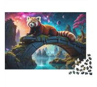 Fantasy Red Panda Bridge Jigsaw Puzzles Puzzles for Adults Kids. 1000 Pieces Great Gifts Challenge Toy Educational Games Home Decoration for Adults& Kids Age 14 Years Up 70x50cm/1000pcs