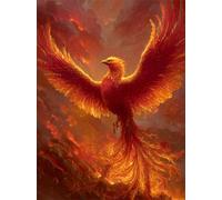 Fantasy Red Phoenix 500 Piece Jigsaw Puzzles for Adults, Fun jigsaw puzzles 500 pieces, Challenging Puzzle Perfect for Game Nights, Finished Puzzle Size is 52x38cm