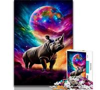 Fantasy Rhino Jigsaw Puzzles for Adults Teenagers Jigsaws Puzzle,Toys Educational Games Stress Relieving Wishlist with Santa Claus (50x75cm)