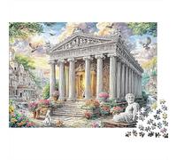 Fantasy Rose Garden Scene 1000 Piece Jigsaw Puzzle for Women, Men Greek Temple Garden Brainteasing Jigsaws Challenge Games Fun Present & Activity 38x26cm/1000pcs