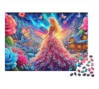 Fantasy Rose Queen1000 Piece Sturdy Cardboard Rose Dress Woman Jigsaw Puzzle Adults Hard Challenging Puzzle Office Break Stress Relief Creative Decoration 52x38cm/1000pcs