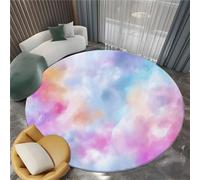 Fantasy Round Rugs Living Room 90cm, Machine Washable Non-Slip Low Pile Colorful Carpet, Non-Shedding, Watercolor Romantic Gradient Printed Design for Dining Room Bedroom