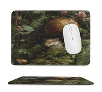 Fantasy Rustic Mushroom Stitched Edge Mouse Pad,Colorful Cute Fairy Tale Forest Mouse Plant Leaves Flower Pinecone Soft Mousepad with Non-Slip for Office,Home 11.8"x9.8"