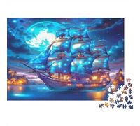 Fantasy Sailboat Night 1000 Piece Jigsaw Puzzles for Adults Featuring Artistic Design Centenary Jigsaws As Dementia Friendly Activities for Concentration Games 38x26cm/1000pcs