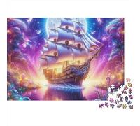 Fantasy Sailing Ship 1000 Piece Jigsaw Puzzle Paper for Adults Dreamy Night Scene Puzzle Game for Family Relaxation Gift 38x26cm/1000pcs
