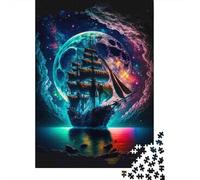 Fantasy Sailing Ship Jigsaw Puzzle for Adults 1000 Piece Jigsaw Puzzle Night Sky Relaxation Home Decor 52x38cm/1000pcs