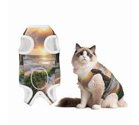 Fantasy sea View Dog Surgery Suit Recovery Suit, 100% Cotton Breathable Full Body Dog & Cat Surgical Suit with Cute Prints, Alternative to Cone for Spay Neuter Wound Care, Male & Female Pets Small