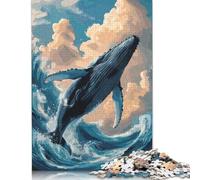 Fantasy Sea Whale Puzzle for Adults And Teenagers 500 Pieces Wooden Puzzles for Adults Puzzles for Teenagers Age 12 Years Up 500pcs (52x38cm)