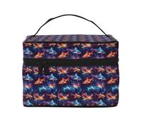 Fantasy Shark Print Makeup Bag Toiletry Bags, Cute Cosmetic Bags for Women, Large Travel Make Up Organizer Bag