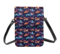 Fantasy Shark Print Small Crossbody Bags for Women, Small Purses Leather Cell Phone Cross Body Bag