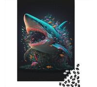 Fantasy Shark Puzzles for Adults,1000 Piece Jigsaw Puzzles for Adults, Wooden Puzzle Fun Decompressing Game 1000pcs (75x50cm)