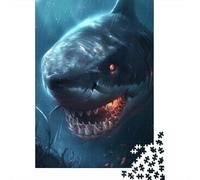 Fantasy Shark Scary Glow 1000 Piece Jigsaw Puzzle for Adults, 38x26cm/1000pcs, White Cardboard, Relaxing Indoor Activity And Evening Downtime