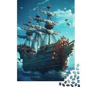 Fantasy Ship 1000 Pc Cardboard DIY Nautical Adventure Style Jigsaw, Concentration Training Teens, Stress Relief, Vibrant Colours & After-School Fun 38x26cm/1000pcs
