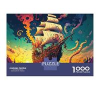 Fantasy Ship Battle 1000 Piece Premium Jigsaw Puzzle Jigsaw Puzzle Set Sturdy Cardboard Couple Partners Ultra Difficult Christmas 38x26cm/1000pcs