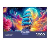 Fantasy Ship Voyage 1000 Piece Jigsaw Puzzle with Whimsical Design - A Charming Challenge for Adults And Kids Age 14 Years Up38x26cm/1000pcs