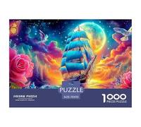 Fantasy Ship Voyage 1000 Puzzles Adults Puzzle Kids Age Gifts Puzzle Game Difficult Impossible Decompression 70x50cm/1000pcs
