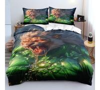 Fantasy Single Duvet Cover Set, Monster Duvet Cover Sets with Zipper Closure, Soft Microfiber Bedding Set, with 2 Pillow Cases 50x75 cm, for Use with Teenage and Adults
