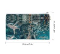 Fantasy Skull Island Sharks Coin Purse Fashion Canvas Pouch Portable Wallet Makeup Bag for Men Women