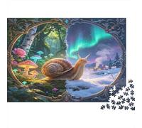 Fantasy Snail 1000 Piece Jigsaw Puzzle Paper Forest and Aurora Scene Jigsaw Puzzle for Adults Relax Focus Family Decor Gift 70x50cm/1000pcs