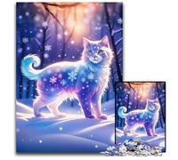 Fantasy Snow Cat JigsawPuzzle 1000Pieces for Adults Difficult Puzzles for Adults Ideal DIY DecorBrain Teaser Gift 1000 PCS(75x50cm)