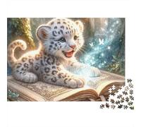 Fantasy Snow Leopard Cub 1000 Piece Jigsaw Puzzle Paper Adult Suitable Magical Forest Focused Leisure Home Gift Family Fun 38x26cm/1000pcs