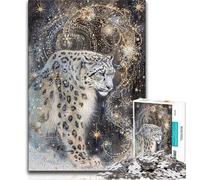 Fantasy Snow Leopard Jigsaw Puzzles for Adults 1000 Pieces,Challenging To Complete But Fun And Humorous with Matching Poster And Trivia Sheet 38x26cm
