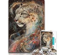 Fantasy Snow Leopard Jigsaw Puzzles for Teenagers,Challenging Game And Family Play with Fully Interlocking Randomly Shaped Pieces (75x50cm)