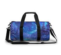 Fantasy Snowy Forest at Night Travel Gym Bag for Women Men Cylindrical Duffle Bag Sport Workout Bag with Shoulder Strap
