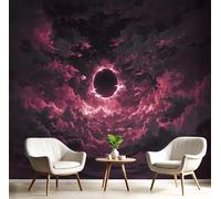 Fantasy Solar Eclipse Sky Wallpaper, Dark Landscape Mural Wallpaper For Living Room, Retro Bedroom Wall Paper, Not Self Adhesive Red And Black 3D Large Wall Mural Home Decor Poster, 200X140Cm