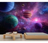 Fantasy Space Galaxy Wall Murals Universe Planets Colorful Nebula Mural Vibrant Space Scene Wallpaper for Bedroom Cosmic Planets Mural Not Peel and Stick 390 x 260 cm