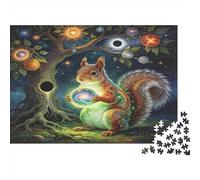 Fantasy Squirrel 1000 Piece Jigsaw Puzzle Paper for Adults Enchanted Forest Night Style Improves Focus Home Decoration Gift for Relaxation 38x26cm/1000pcs