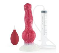 Fantasy Squirting Dildo with Injector, Hand Pump, and Suction Squirting Dildo Sex Toy, Liquid Silicone Alien/Fido/Animal Dildo with Suction Cup