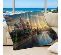 Fantasy St. Basil Onion Dome Printed Flannel Blanket, Super Soft Cozy Sleep Throw for Kids and Adults Couch & Bed Blanket (05,180x200cm)