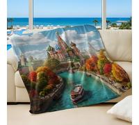 Fantasy St. Basil Onion Dome Printed Flannel Blanket, Super Soft Cozy Sleep Throw for Kids and Adults Couch & Bed Blanket (01,100x150cm)