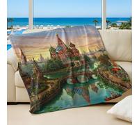 Fantasy St. Basil Onion Dome Printed Flannel Blanket, Super Soft Cozy Sleep Throw for Kids and Adults Couch & Bed Blanket (02,200x200cm)