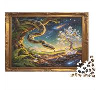 Fantasy Starry Ancient Tree 1000 Piece Jigsaw Puzzle Paper for Adults Dream Night Scenery Puzzle Game for Family Focus Home Decor Gift 52x38cm/1000pcs