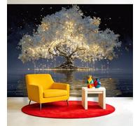 Fantasy Starry Sky Wall Murals 150 x 105 cm, Glowing Tree Life Mural Removable Wall Covering Fabric, Large Photo Wallpaper for Living Room Bedroom Kitchen Bathroom Office Kids