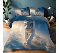 Fantasy Starry Sky White Tiger Quilted Coverless Duvet Long Double Cooling Comforter Bedspread, Blue Soft Quilted Duvet Set 200 x 220 cm Lightweight All Season Easy Care Quilted Bedspread