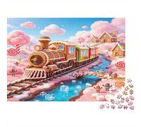 Fantasy Steam Train 1000 Piece Jigsaw Puzzle Cardboard for Adults Candy Pink Fairyland Relaxation Focus Home Decoration Gift 52x38cm/1000pcs