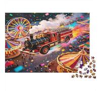Fantasy Steam Train 1000 Piece Jigsaw Puzzle Paper for Adults Carnival Night Scene Puzzle Game for Family Focus Relax Home Decor Gift 52x38cm/1000pcs