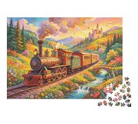 Fantasy Steam Train Jigsaw Puzzles 1000Pc Recycled Material Magical Journey Puzzles for Elderly Puzzle Game Props Interesting Family Game Props for Adults 52x38cm/1000pcs