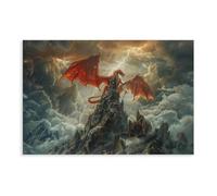 Fantasy Storm Red Dragon Poster Canvas Poster for Dorm Room Decor Gift