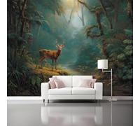 Fantasy Stream Deer Pattern Wallpaper Mural, 98.4" x 68.8" Non-Woven 3D Effect Wallpaper, Dark Photo Poster Murals for Sofa TV Background Bedroom Wall Art