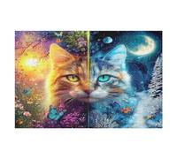 Fantasy Style Cats 1000 Piece Complete DIY Jigsaw Puzzle Pet Companion Animal Collectors Mind Relaxation Educational Decorative Puzzle Gifts for Adults Wooden Cardboard 1000 PCS