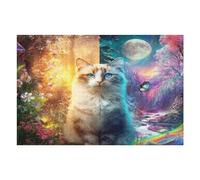 Fantasy Style Cats 1000 Pieces Jigsaw Puzzles Pet Companion Animal For Men Educational Decompression Adults Anxiety Memory Care Mothers Valentines Cardboard 1000 PCS