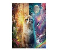 Fantasy Style Cats 500 Pc Classic Jigsaw Puzzle Pet Companion Animal Puzzle for Adults Hard Challenging Hobby Home Decor Poster Sturdy Creativity & Gift Giving 500 PCS