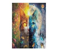 Fantasy Style Cats 500 Pcs Jigsaw Puzzles Pet Companion Animal Puzzles for Adults Teens Relaxing Fun Family Game Team Building Stress Reducing Autumn Durable Cardboard 500 PCS