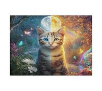 Fantasy Style Cats 500 Piece Jigsaw Puzzle for Adults Teens Pet Companion Animal Post Work Wind Down Mind Calming Whimsical Design for Friends 500 PCS