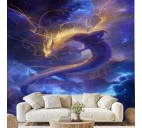 Fantasy Style Dragon Mural Wallpaper Cosmic Starry Sky Wall Stickers Cartoon Animal Non-Woven Wall Paper 400x280 cm Peel and Stick Paper for Living Room Bedroom zw210x